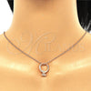 Sterling Silver Pendant Necklace, with White Cubic Zirconia and White Crystal, Polished, Rose Gold Finish, 04.336.0016.1.16 (01 MM Thickness, 16 Inches Length)