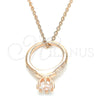 Sterling Silver Pendant Necklace, with White Cubic Zirconia and White Crystal, Polished, Rose Gold Finish, 04.336.0016.1.16 (01 MM Thickness, 16 Inches Length)