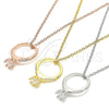 Sterling Silver Pendant Necklace, with White Cubic Zirconia and White Crystal, Polished, Rose Gold Finish, 04.336.0016.1.16 (01 MM Thickness, 16 Inches Length)