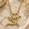 Sterling Silver Pendant Necklace, Heart and Love Design, with White Cubic Zirconia, Polished, Golden Finish, 04.336.0008.2.16 (01 MM Thickness, 16 Inches Length)