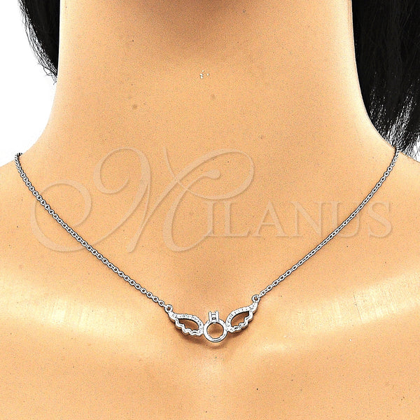 Sterling Silver Necklace — Pendant Necklace with White Cubic Zirconia and White — alternate product view — SKU 130752 | Plata 925 collar — Pendant Necklace with blanco Cubic Zirconia and blanco — SKU 130752