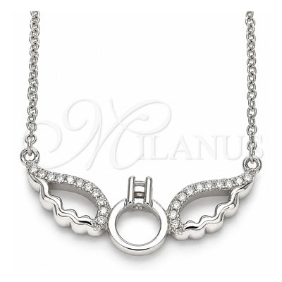 Sterling Silver Pendant Necklace, with White Cubic Zirconia and White Crystal, Polished, Rhodium Finish, 04.336.0147.16 (01 MM Thickness, 16 Inches Length)