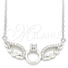 Sterling Silver Pendant Necklace, with White Cubic Zirconia and White Crystal, Polished, Rhodium Finish, 04.336.0147.16 (01 MM Thickness, 16 Inches Length)