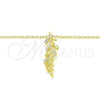 Sterling Silver Pendant Necklace, Leaf Design, with White Micro Pave, Polished, Golden Finish, 04.336.0025.2.16 (01 MM Thickness, 16 Inches Length)