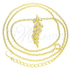 Sterling Silver Pendant Necklace, Leaf Design, with White Micro Pave, Polished, Golden Finish, 04.336.0025.2.16 (01 MM Thickness, 16 Inches Length)