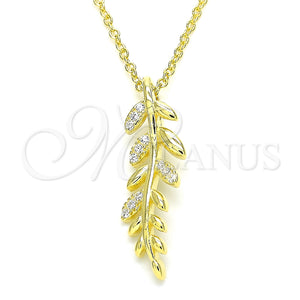 Sterling Silver Necklace — Pendant Necklace Leaf Design with White Micro Pave — main product view — SKU 130755 | Plata 925 collar — Pendant Necklace Leaf diseño with blanco Micro Pave — SKU 130755