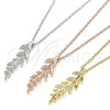 Sterling Silver Pendant Necklace, Leaf Design, with White Micro Pave, Polished, Golden Finish, 04.336.0025.2.16 (01 MM Thickness, 16 Inches Length)