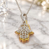 Sterling Silver Pendant Necklace, Judaica and Hand of God Design, Polished, Tricolor, 04.336.0149.18 (01 MM Thickness, 18 Inches Length)
