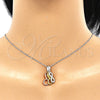 Sterling Silver Pendant Necklace, Infinite Design, with White Cubic Zirconia, Polished, Tricolor, 04.336.0151.18 (01 MM Thickness, 18 Inches Length)