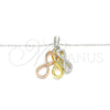 Sterling Silver Pendant Necklace, Infinite Design, with White Cubic Zirconia, Polished, Tricolor, 04.336.0151.18 (01 MM Thickness, 18 Inches Length)