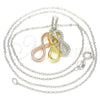 Sterling Silver Pendant Necklace, Infinite Design, with White Cubic Zirconia, Polished, Tricolor, 04.336.0151.18 (01 MM Thickness, 18 Inches Length)