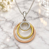 Sterling Silver Pendant Necklace, with White Cubic Zirconia, Polished, Tricolor, 04.336.0152.18 (01 MM Thickness, 18 Inches Length)