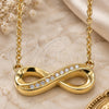 Sterling Silver Pendant Necklace, Infinite Design, with White Cubic Zirconia, Polished, Golden Finish, 04.336.0154.2.16 (01 MM Thickness, 16 Inches Length)