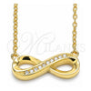 Sterling Silver Pendant Necklace, Infinite Design, with White Cubic Zirconia, Polished, Golden Finish, 04.336.0154.2.16 (01 MM Thickness, 16 Inches Length)