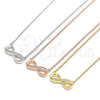 Sterling Silver Pendant Necklace, Infinite Design, with White Cubic Zirconia, Polished, Golden Finish, 04.336.0154.2.16 (01 MM Thickness, 16 Inches Length)