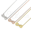 Sterling Silver Pendant Necklace, Infinite Design, with White Cubic Zirconia, Polished, Golden Finish, 04.336.0154.2.16 (01 MM Thickness, 16 Inches Length)