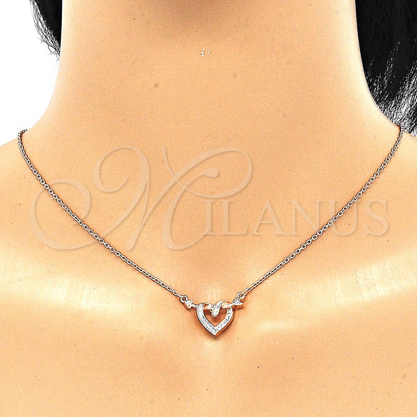 Sterling Silver Necklace — Pendant Necklace Heart Design with White Micro Pave — alternate product view — SKU 130766 | Plata 925 collar — Pendant Necklace corazón diseño with blanco Micro Pave — SKU 130766