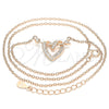 Sterling Silver Pendant Necklace, Heart Design, with White Micro Pave, Polished, Rose Gold Finish, 04.336.0020.1.16 (01 MM Thickness, 16 Inches Length)
