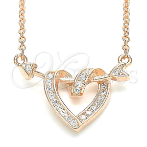 Sterling Silver Necklace — Pendant Necklace Heart Design with White Micro Pave — main product view — SKU 130766 | Plata 925 collar — Pendant Necklace corazón diseño with blanco Micro Pave — SKU 130766