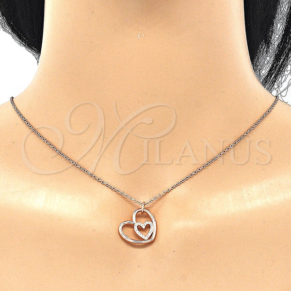 Sterling Silver Necklace — Pendant Necklace Heart Design with White Cubic Zirconia — alternate product view — SKU 130768 | Plata 925 collar — Pendant Necklace corazón diseño with blanco Cubic Zirconia — SKU 130768