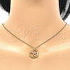 Sterling Silver Pendant Necklace, Heart Design, with White Cubic Zirconia, Polished, Golden Finish, 04.336.0027.2.16 (01 MM Thickness, 16 Inches Length)