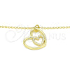 Sterling Silver Pendant Necklace, Heart Design, with White Cubic Zirconia, Polished, Golden Finish, 04.336.0027.2.16 (01 MM Thickness, 16 Inches Length)