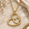 Sterling Silver Pendant Necklace, Heart Design, with White Cubic Zirconia, Polished, Golden Finish, 04.336.0027.2.16 (01 MM Thickness, 16 Inches Length)