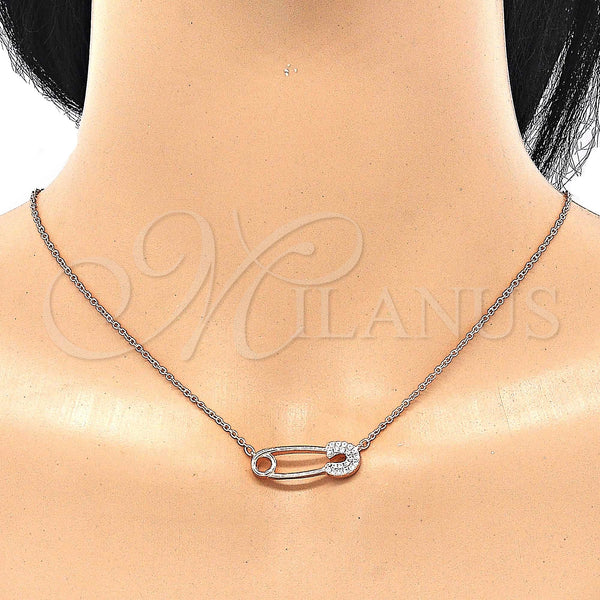 Sterling Silver Necklace — Pendant Necklace with White Cubic Zirconia Polished Rose — alternate product view — SKU 130773 | Plata 925 collar — Pendant Necklace with blanco Cubic Zirconia pulido Rose — SKU 130773