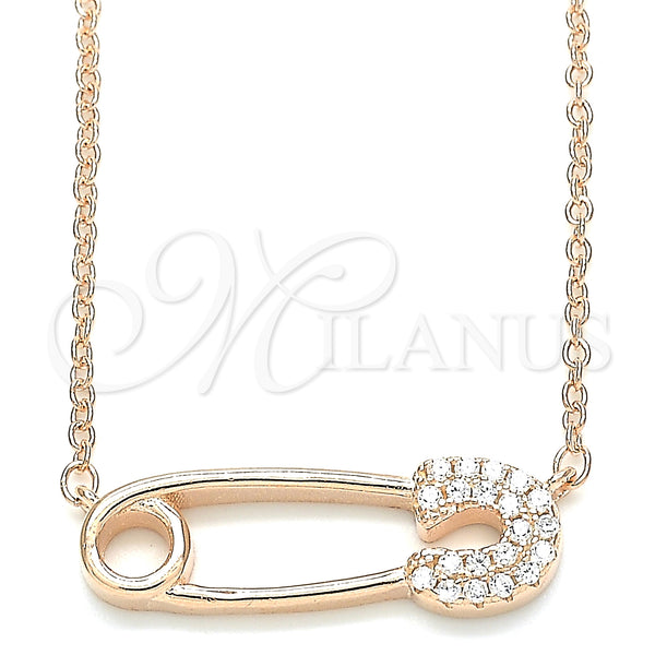 Sterling Silver Necklace — Pendant Necklace with White Cubic Zirconia Polished Rose — main product view — SKU 130773 | Plata 925 collar — Pendant Necklace with blanco Cubic Zirconia pulido Rose — SKU 130773