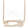 Sterling Silver Pendant Necklace, with White Cubic Zirconia, Polished, Rose Gold Finish, 04.336.0047.1.16 (01 MM Thickness, 16 Inches Length)