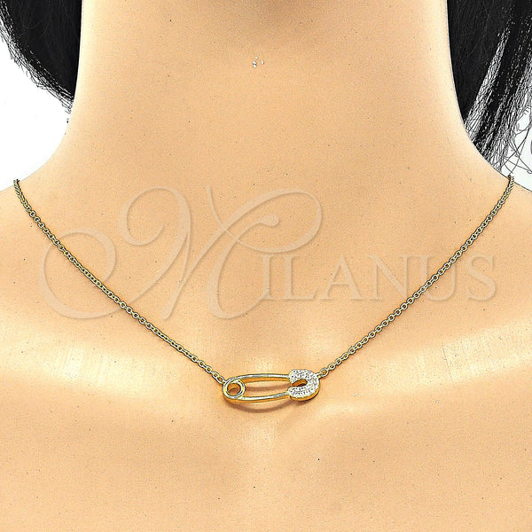Sterling Silver Necklace — Pendant Necklace Paperclip Design with White Cubic Zirconia — alternate product view — SKU 130774 | Plata 925 collar — Pendant Necklace Paperclip diseño with blanco Cubic Zirconia — SKU 130774