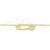 Sterling Silver Pendant Necklace, Paperclip Design, with White Cubic Zirconia, Polished, Golden Finish, 04.336.0047.2.16 (01 MM Thickness, 16 Inches Length)