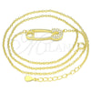 Sterling Silver Pendant Necklace, Paperclip Design, with White Cubic Zirconia, Polished, Golden Finish, 04.336.0047.2.16 (01 MM Thickness, 16 Inches Length)