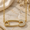 Sterling Silver Pendant Necklace, Paperclip Design, with White Cubic Zirconia, Polished, Golden Finish, 04.336.0047.2.16 (01 MM Thickness, 16 Inches Length)