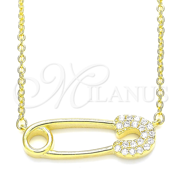 Sterling Silver Necklace — Pendant Necklace Paperclip Design with White Cubic Zirconia — main product view — SKU 130774 | Plata 925 collar — Pendant Necklace Paperclip diseño with blanco Cubic Zirconia — SKU 130774