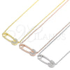 Sterling Silver Pendant Necklace, Paperclip Design, with White Cubic Zirconia, Polished, Golden Finish, 04.336.0047.2.16 (01 MM Thickness, 16 Inches Length)