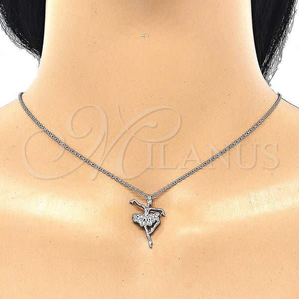 Sterling Silver Necklace — Pendant Necklace with White Cubic Zirconia Polished 04. — alternate product view — SKU 130775 | Plata 925 collar — Pendant Necklace with blanco Cubic Zirconia pulido 04. — SKU 130775
