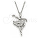 Sterling Silver Pendant Necklace, with White Cubic Zirconia, Polished, Rhodium Finish, 04.336.0157.16 (01 MM Thickness, 16 Inches Length)