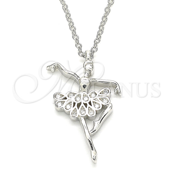 Sterling Silver Pendant Necklace, with White Cubic Zirconia, Polished, Rhodium Finish, 04.336.0157.16 (01 MM Thickness, 16 Inches Length)