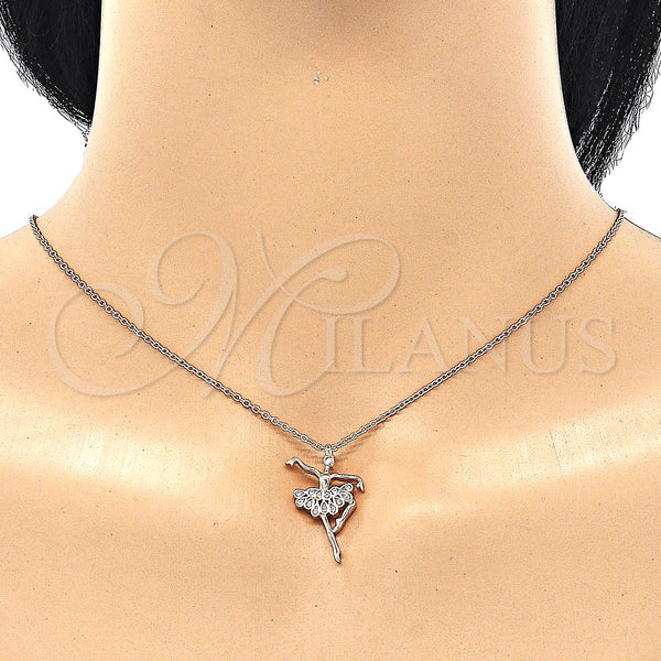 Sterling Silver Necklace — Pendant Necklace with White Cubic Zirconia Polished Rose — alternate product view — SKU 130776 | Plata 925 collar — Pendant Necklace with blanco Cubic Zirconia pulido Rose — SKU 130776
