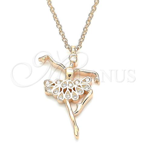 Sterling Silver Pendant Necklace, with White Cubic Zirconia, Polished, Rose Gold Finish, 04.336.0157.1.16 (01 MM Thickness, 16 Inches Length)