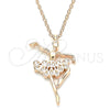 Sterling Silver Pendant Necklace, with White Cubic Zirconia, Polished, Rose Gold Finish, 04.336.0157.1.16 (01 MM Thickness, 16 Inches Length)