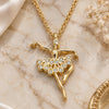Sterling Silver Pendant Necklace, with White Cubic Zirconia, Polished, Golden Finish, 04.336.0157.2.16 (01 MM Thickness, 16 Inches Length)
