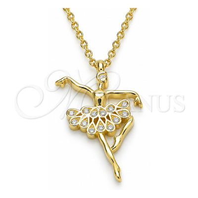 Sterling Silver Pendant Necklace, with White Cubic Zirconia, Polished, Golden Finish, 04.336.0157.2.16 (01 MM Thickness, 16 Inches Length)