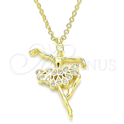 Sterling Silver Pendant Necklace, with White Cubic Zirconia, Polished, Golden Finish, 04.336.0157.2.16 (01 MM Thickness, 16 Inches Length)
