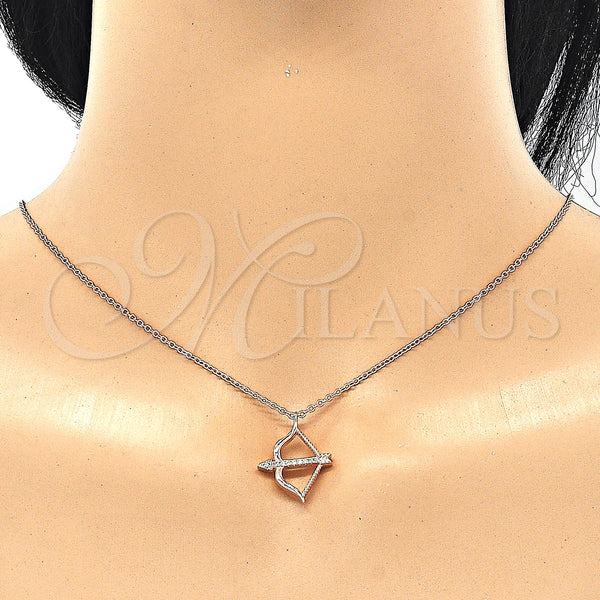 Sterling Silver Necklace — Pendant Necklace with White Cubic Zirconia Polished Rose — alternate product view — SKU 130778 | Plata 925 collar — Pendant Necklace with blanco Cubic Zirconia pulido Rose — SKU 130778