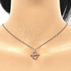Sterling Silver Pendant Necklace, with White Cubic Zirconia, Polished, Rose Gold Finish, 04.336.0060.1.16 (01 MM Thickness, 16 Inches Length)