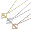 Sterling Silver Pendant Necklace, with White Cubic Zirconia, Polished, Golden Finish, 04.336.0060.2.16 (01 MM Thickness, 16 Inches Length)