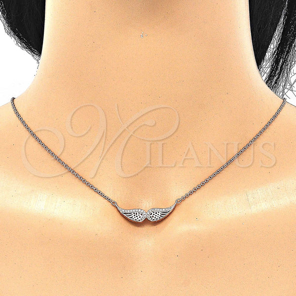 Sterling Silver Necklace — Pendant Necklace with White Cubic Zirconia Polished Rose — alternate product view — SKU 130780 | Plata 925 collar — Pendant Necklace with blanco Cubic Zirconia pulido Rose — SKU 130780