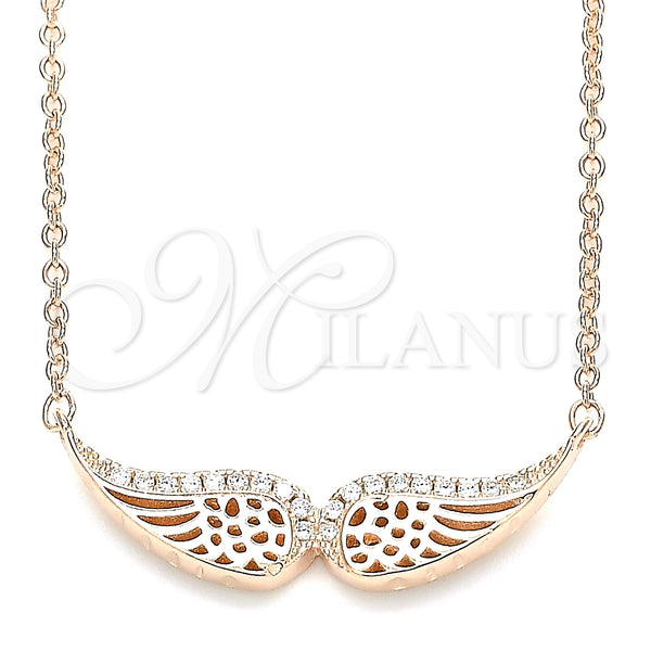 Sterling Silver Necklace — Pendant Necklace with White Cubic Zirconia Polished Rose — main product view — SKU 130780 | Plata 925 collar — Pendant Necklace with blanco Cubic Zirconia pulido Rose — SKU 130780